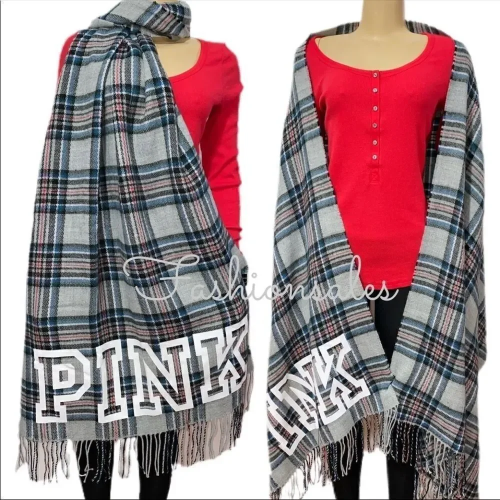 Lot of 2 Victorias Secret pink Cozy Large Scarves